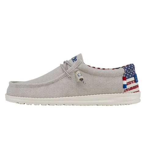 Hey Dude Mens Wally Shoe Off White Patriotic