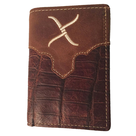 Twisted X Brown Gator Trifold Wallet