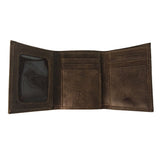 Twisted X Distressed Brown and Orange Trifold Wallet