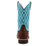 Twisted X Kids Distressed Saddle and Teal Square Toe Boots