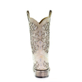 Corral Women's White Glitter Crystal Inlay Square Toe Boot