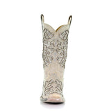 Corral Women's White Glitter Crystal Inlay Square Toe Boot