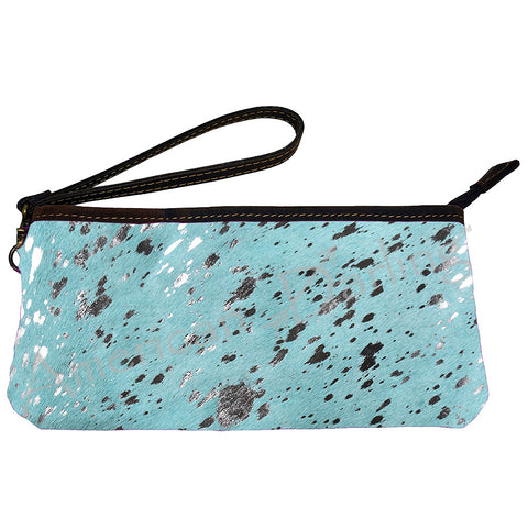 American Darling Turquoise  Cow Hide Clutch