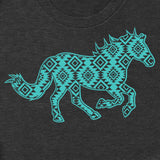 Rebel Rose Grey Turquoise Aztec Running Horse