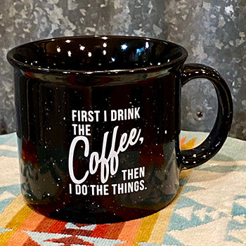 Coffee First Black Mug
