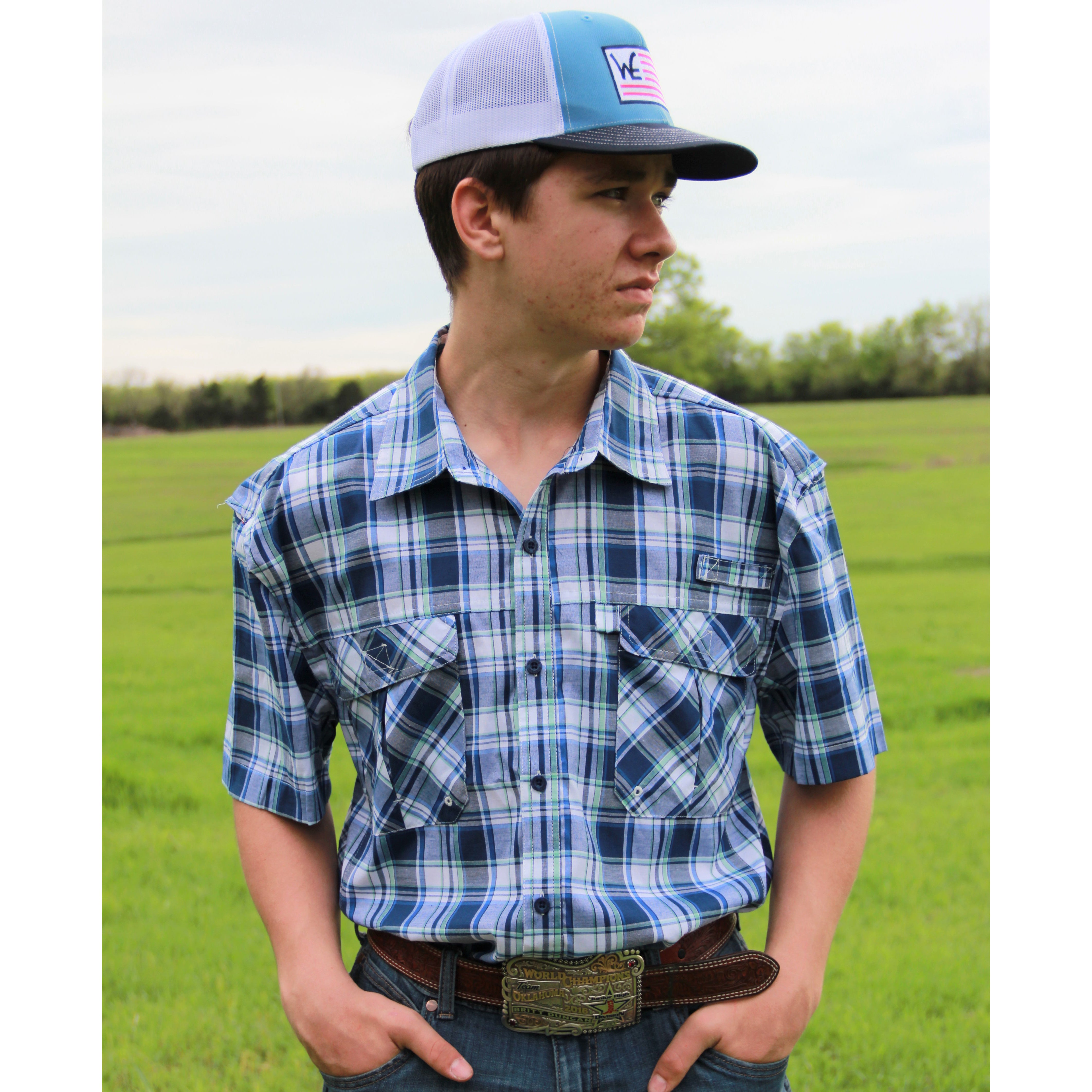 Blue Plaid Short Sleeve Fishing Shirt – Western Edge, Ltd.