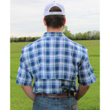 Blue Plaid Short Sleeve Fishing Shirt