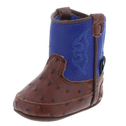 Baby Bucker Brown Ostrich and Blue Weston Boots