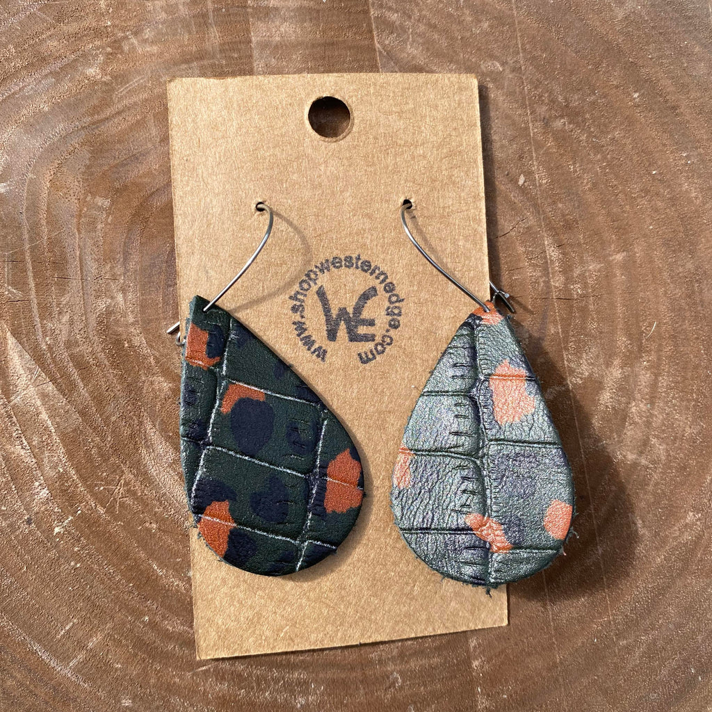 Handcrafted Camo Leather Earring