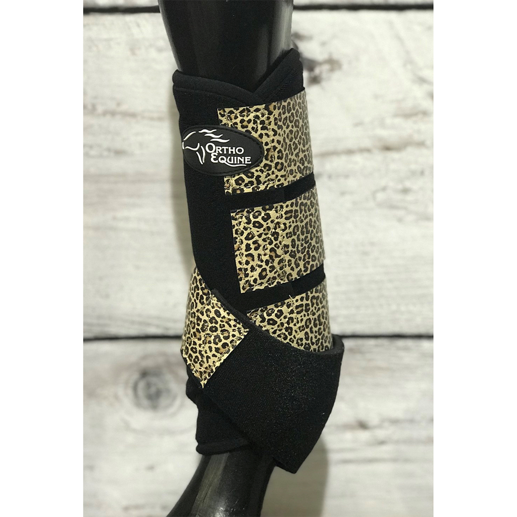 Ortho Equine Front Black/Cheetah Complete Comfort Splint Boots