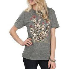Women's Grey Cheetah Cactus T-Shirt