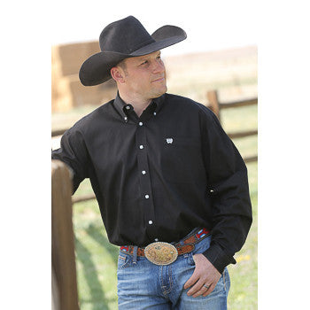 Cinch Men's Solid Black Long Sleeve Button Down Shirt Cinch Men's Solid Black Long Sleeve Button Down Shirt