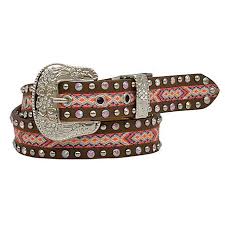 Angel Ranch Kid's Brown and Pink Aztec Belt