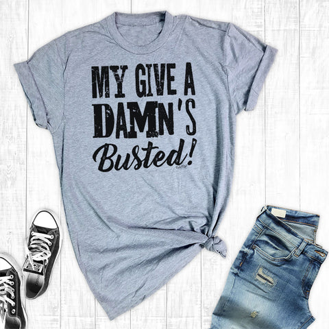 Rebel Rose Grey Graphic Tee - My Give a Damn is Busted