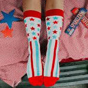 Light Blue and Red Stars and Stripes Socks
