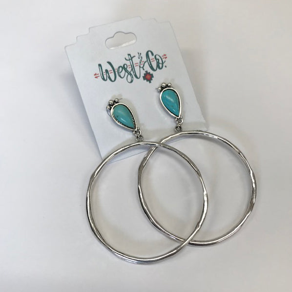West & Company Silver Hoop with Turquoise Earring