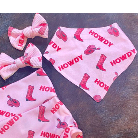 Pink Howdy Bandana Bib