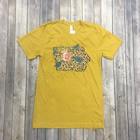 Women's Mustard Yellow Cheetah Iowa Tee 