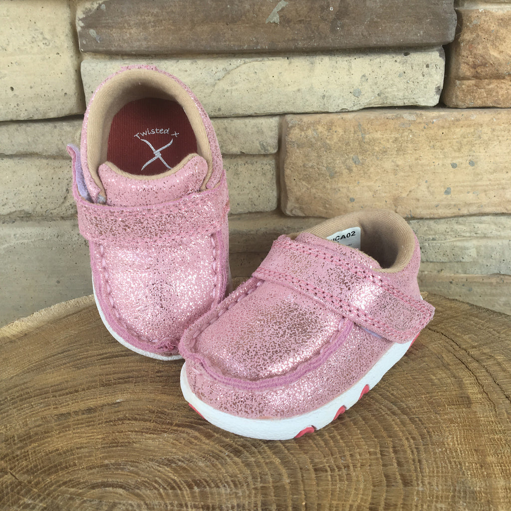 Western Edge Exclusive Twisted X Pink Glittery Infant Moc 