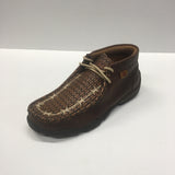 PRE SALE!! ~~Western Edge Exclusive Twisted X Kid's Brown Tooled Barbwire Driving Moc 