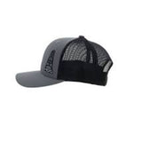 Hooey Mid Profile Grey/Black Cap-HOG Oil Rigger Patch