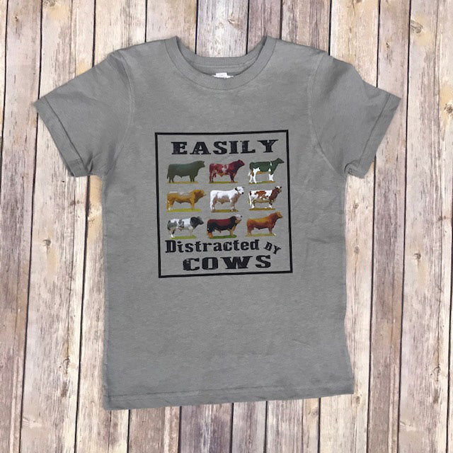 Easily Distracted by Cows Kid's Tee