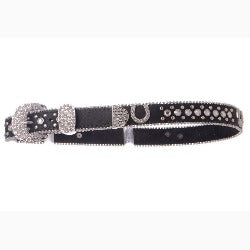 Kid's Black Rhinestone Horseshoe Belt 