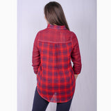 Women's Red and Blue Plaid Aztec Long Sleeve
