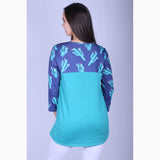 Women's Turquoise and Navy Cactus Shirt