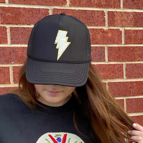 Black Lightening Bolt Cap