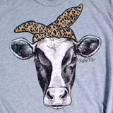 Rebel Rose Cow Head with Leopard Bandana Graphic Tee