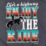 Rebel Rose Grey Graphic Tee - Life's a Highway Enjoy the Ride