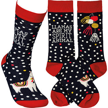 Black and Red Llamas Socks