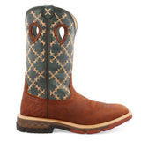 Twisted X Men's 12" Western Pull-On Work Boot-Green Top