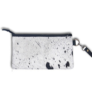 Women's Black and White Hide Clutch