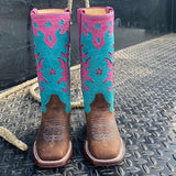 Macie Bean Kid's Pink & Turquoise Mad Dog Tall Boots