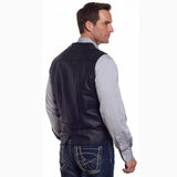 Men's Black Snap Leather Vest