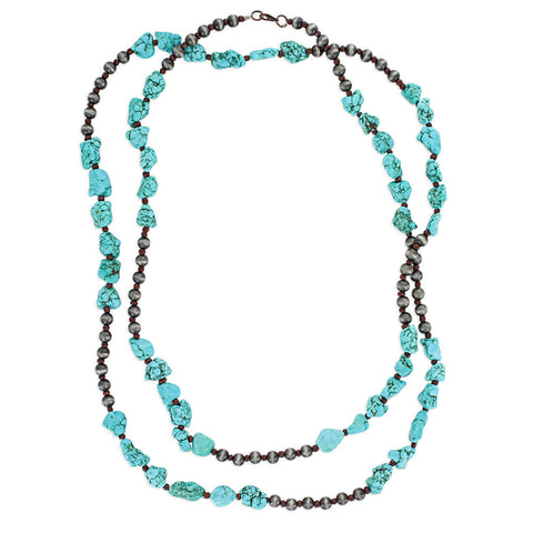 Turquoise Nugget and Pearls necklace