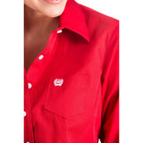 Cinch Women's Solid Red Long Sleeve Western Shirt
