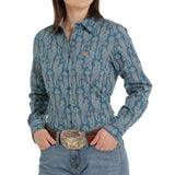 Cinch Women's Blue and Coral Shirt