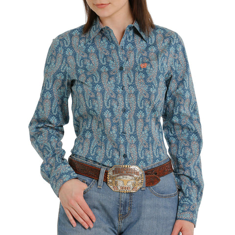 Cinch Women's Blue and Coral Shirt