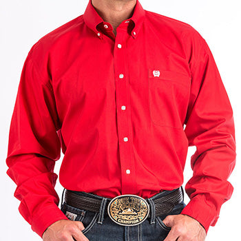 Cinch Solid Red Long Sleeve Shirt