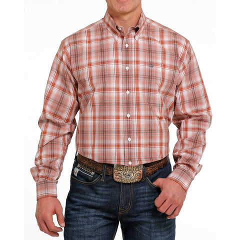 Cinch Men's Orange Plaid Shirt