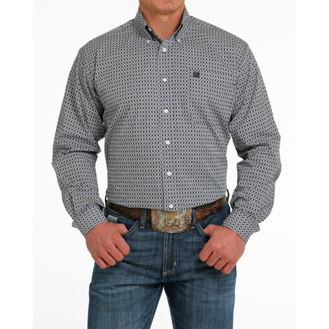 Cinch Men's Grey Geometric Pattern Shirt