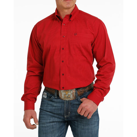 Cinch Men's Red, Black Micro Striped Shirt
