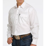 Cinch Men's White Herringbone Pearl Snap Shirt