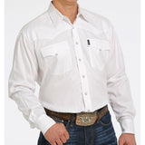 Cinch Men's White Herringbone Pearl Snap Shirt