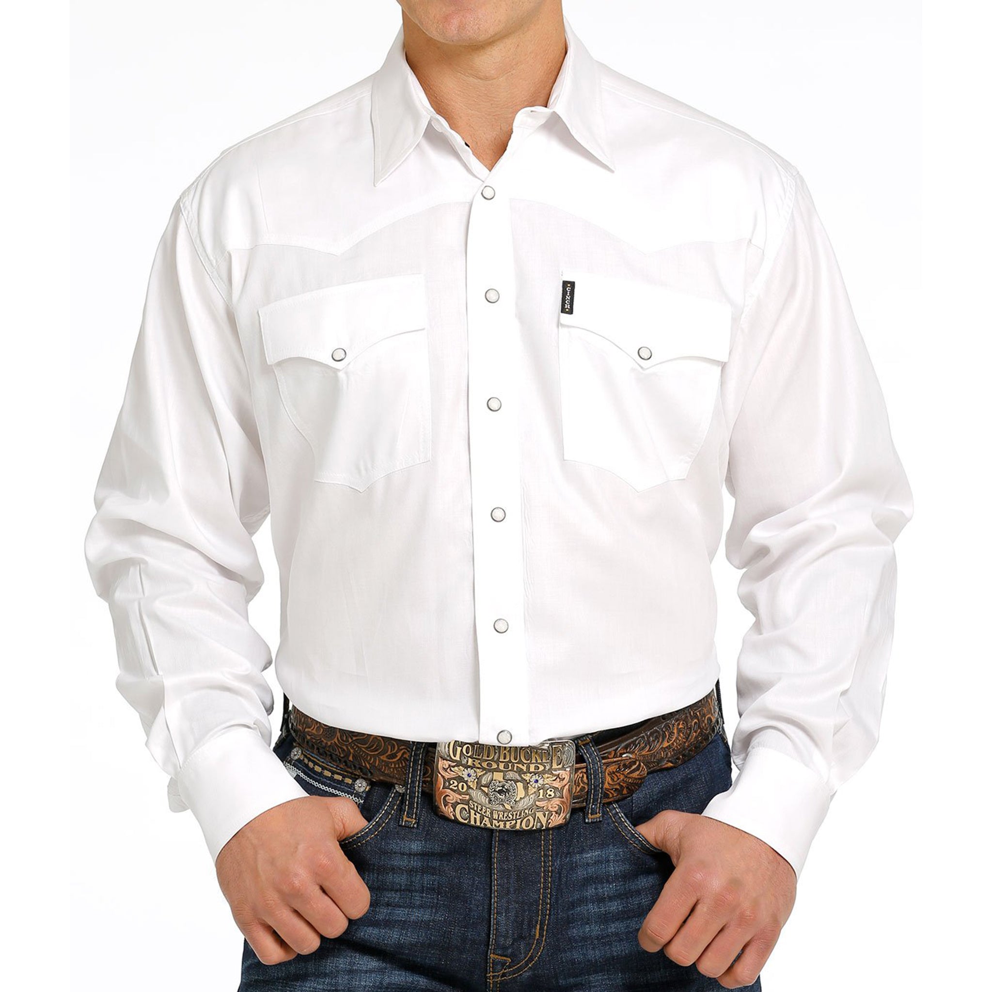 Cinch White Herringbone Pearl Snap Shirt – Western Edge, Ltd.