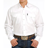 Cinch Men's White Herringbone Pearl Snap Shirt