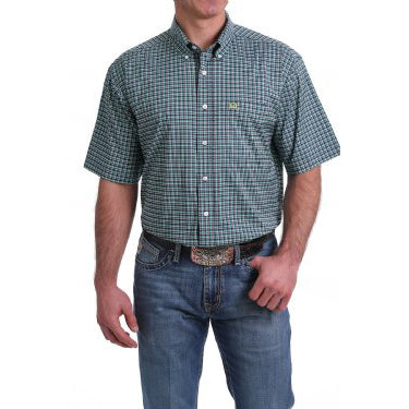 Cinch Men's Navy Plaid Short Sleeve Shirt